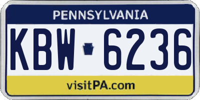 PA license plate KBW6236