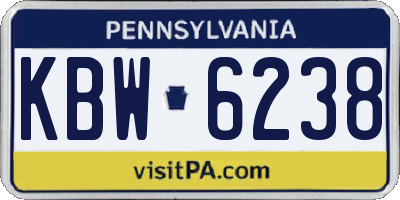PA license plate KBW6238