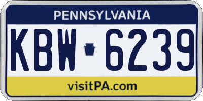 PA license plate KBW6239