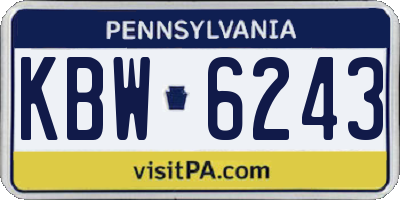 PA license plate KBW6243