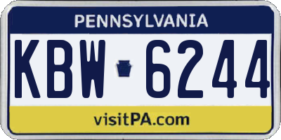 PA license plate KBW6244