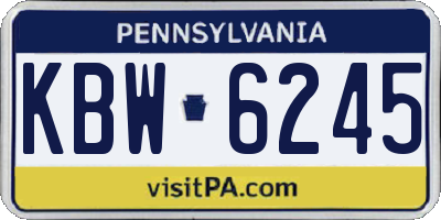 PA license plate KBW6245