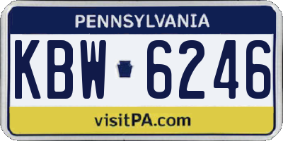PA license plate KBW6246
