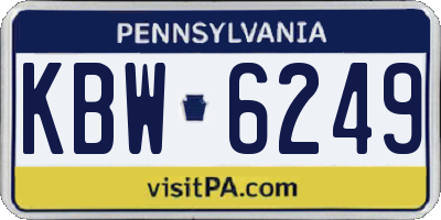 PA license plate KBW6249