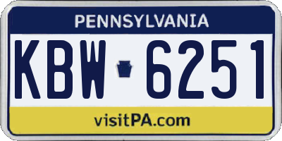 PA license plate KBW6251