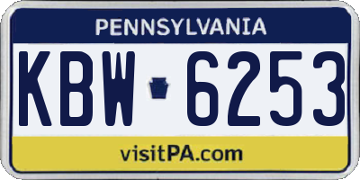 PA license plate KBW6253