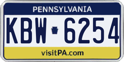 PA license plate KBW6254