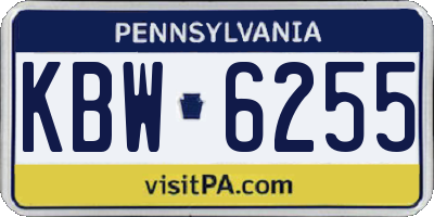 PA license plate KBW6255