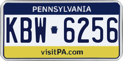 PA license plate KBW6256