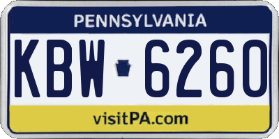 PA license plate KBW6260