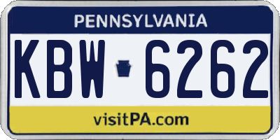 PA license plate KBW6262