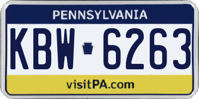 PA license plate KBW6263