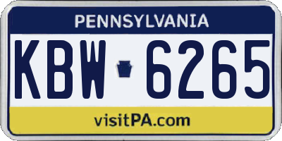 PA license plate KBW6265
