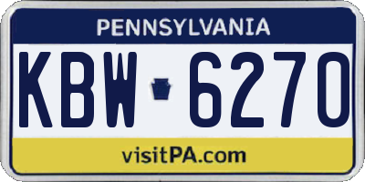 PA license plate KBW6270