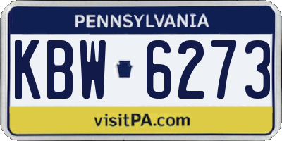 PA license plate KBW6273