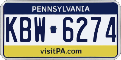 PA license plate KBW6274