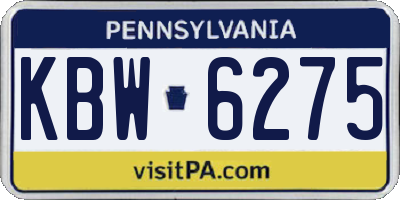 PA license plate KBW6275