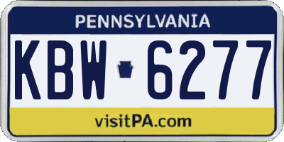 PA license plate KBW6277