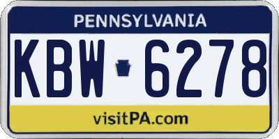 PA license plate KBW6278