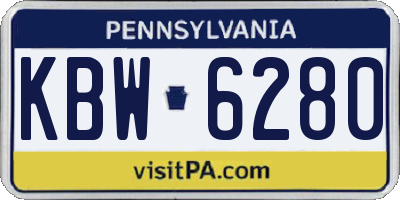 PA license plate KBW6280
