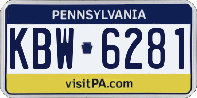 PA license plate KBW6281