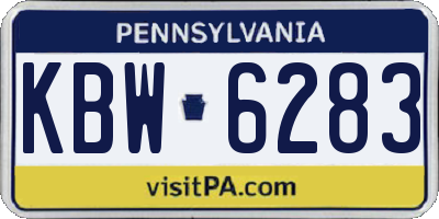 PA license plate KBW6283