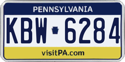 PA license plate KBW6284