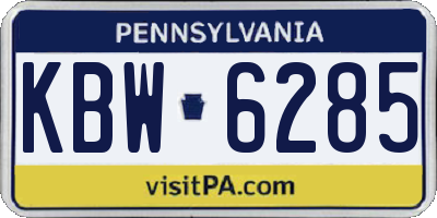 PA license plate KBW6285