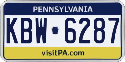 PA license plate KBW6287