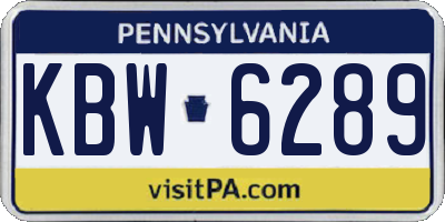 PA license plate KBW6289