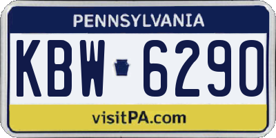 PA license plate KBW6290