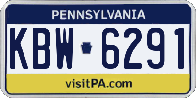 PA license plate KBW6291