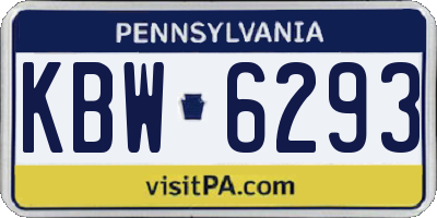 PA license plate KBW6293