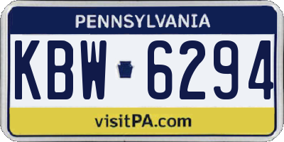 PA license plate KBW6294