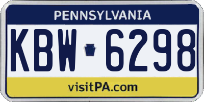 PA license plate KBW6298