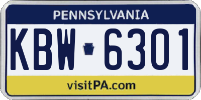 PA license plate KBW6301