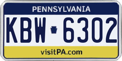 PA license plate KBW6302