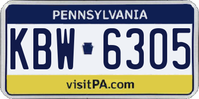 PA license plate KBW6305
