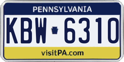 PA license plate KBW6310