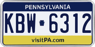 PA license plate KBW6312