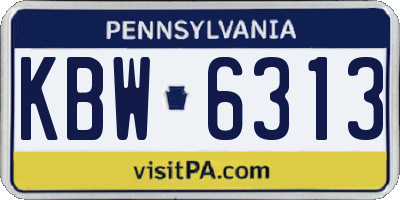 PA license plate KBW6313