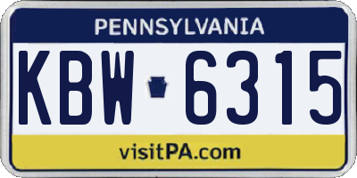 PA license plate KBW6315