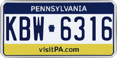 PA license plate KBW6316