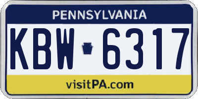 PA license plate KBW6317