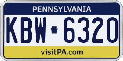 PA license plate KBW6320