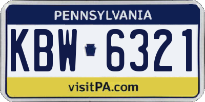 PA license plate KBW6321