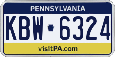 PA license plate KBW6324