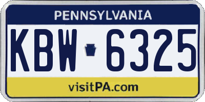 PA license plate KBW6325