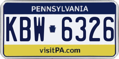 PA license plate KBW6326