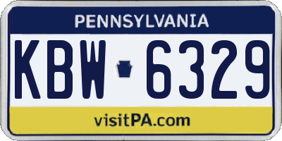 PA license plate KBW6329